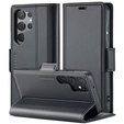 Чехол для Samsung Galaxy S25 Ultra, ERBORD Glossy Litchi, кошелек с клапаном, чёрный