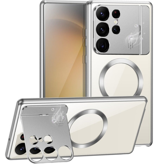 Магнитный чехол для Samsung Galaxy S23 Ultra 5G, Aroma Hybrid, серебряный