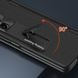 Чехол для Samsung Galaxy Z Fold 5 5G, с подставкой, стеклом и стилусом, кожаный, черный