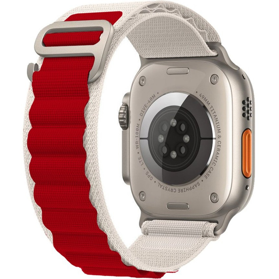 Нейлоновый ремешок до Apple Watch 1/2/3/4/5/6/7/8/SE/ULTRA 42/44/45/49 MM, Beige / Red