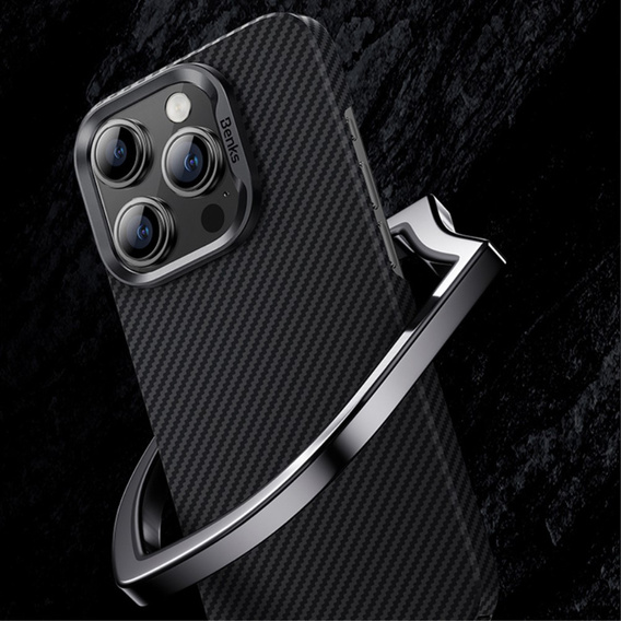 Чехол BENKS Kevlar для iPhone 15 Pro, углеродное волокно, чёрный