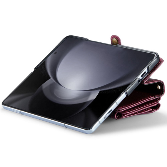 Чехол CASEME для Samsung Galaxy Z Fold6 5G, RFID Leather Wallet, с плечевым ремнем, красный