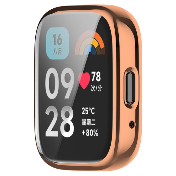 Чехол 2 в 1 с защитой экрана для Xiaomi Redmi Watch 3 Lite / Watch 3 Active,  розовый rose gold