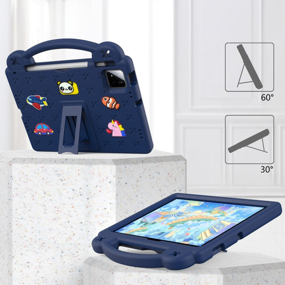 Детский чехол для Xiaomi Pad 7 / 7 Pro, Cute Patterns, с подставкой, темно-синий