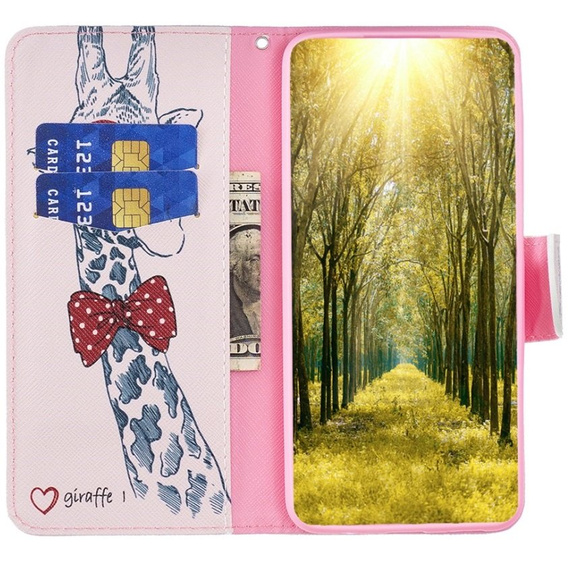 Откидной чехол для Xiaomi Redmi Note 12 4G, Wallet, giraffe, розовый