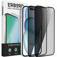 2x закаленное защитное стекло для iPhone 15 Plus, ERBORD Anti-Spy