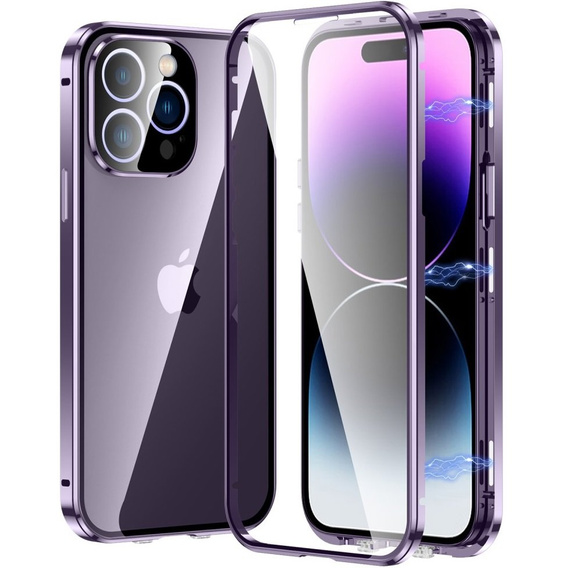 Чохол для iPhone 15 Pro Max, Magnetic Dual Glass, фіолетовий
