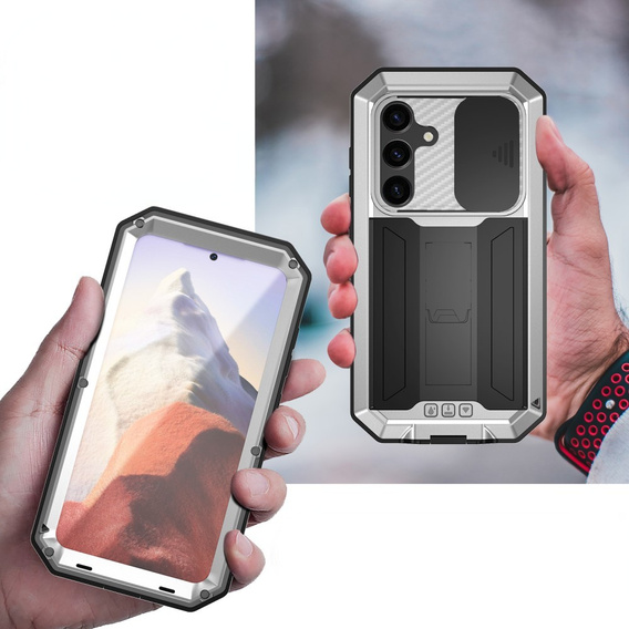 Бронированный чехол для Samsung Galaxy S25, R-JUST, серебряный