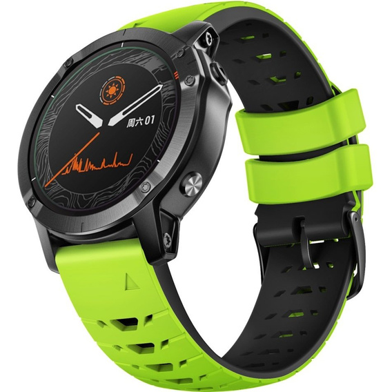 Силиконовый ремешок для Fitbit Inspire 3, Garmin Fenix 22mm, Green/Black