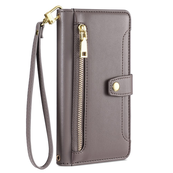 Откидной чехол для Samsung Galaxy A25 5G, Wallet Zipper Pocket, серый