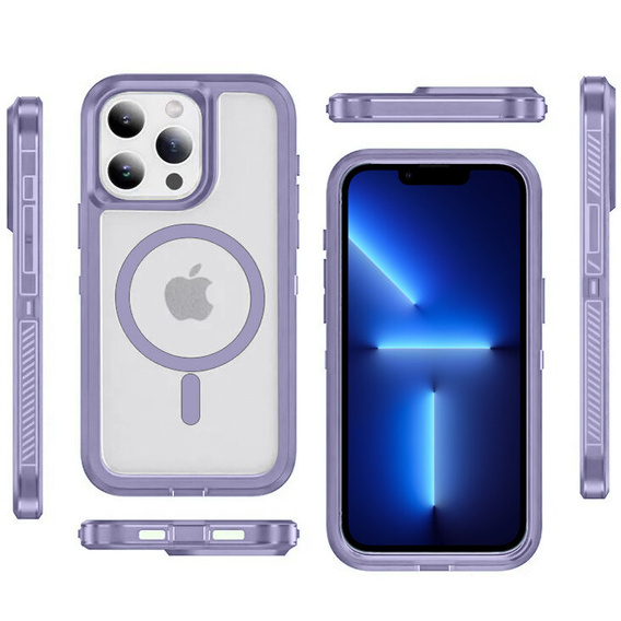 Чохол з рамкою для iPhone 13 Pro, для MagSafe, прозорий / фіолетовий