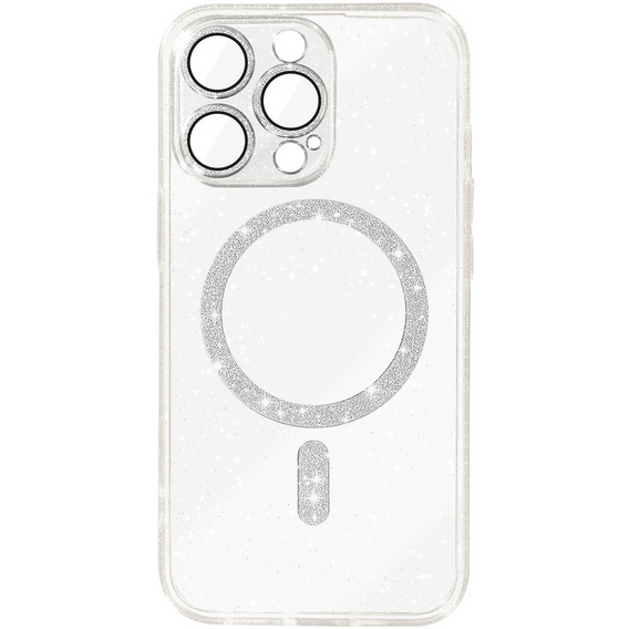 Чохол для iPhone 16 Pro, ERBORD Glitter MagSafe, прозорий + Скло для екрану