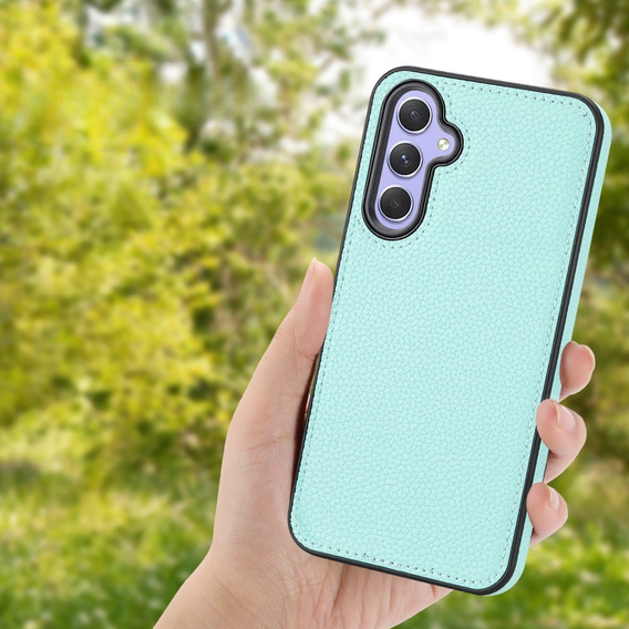 Шкіряний чохол для Samsung Galaxy A25 5G, Lychee leather Case, м'яти + скло 9H