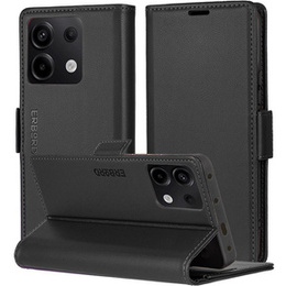 Чохол для Xiaomi Redmi Note 13 5G, ERBORD Glossy Litchi, гаманець з клапаном, чорний