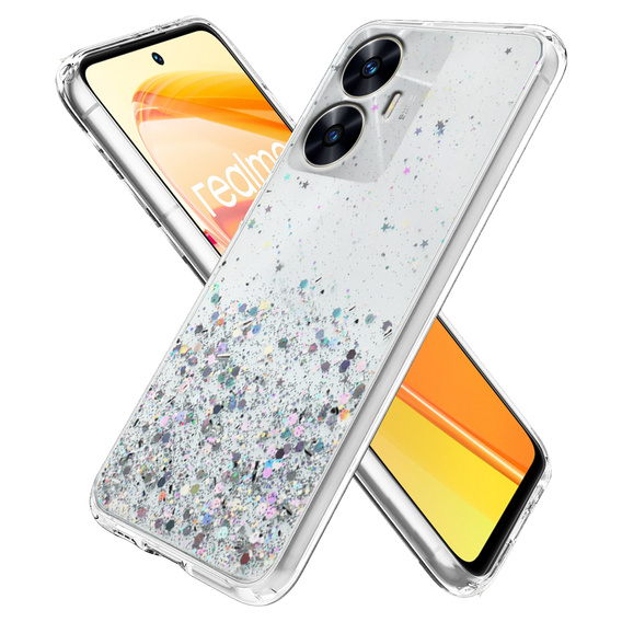 Чехол до Realme C55, Glittery, прозрачный