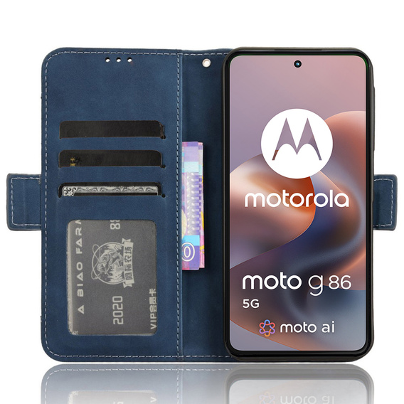 Футляр з клапаном для Motorola Moto G86 Power 5G, Card Slot, темно-синій