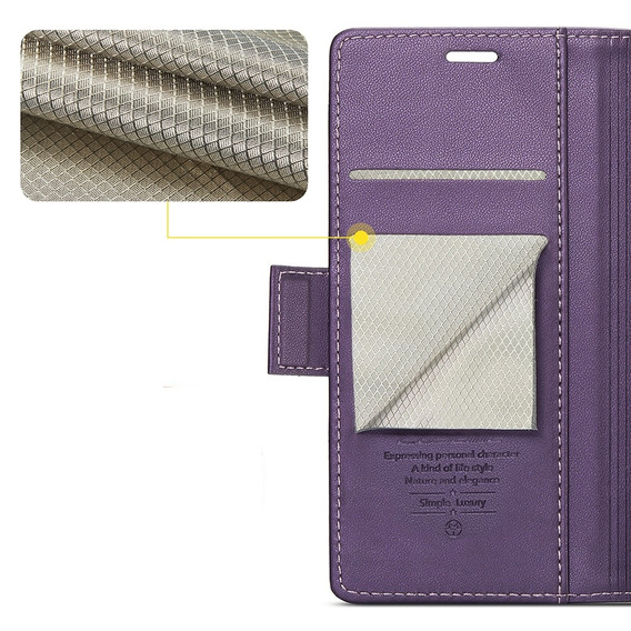 Откидной чехол для Samsung Galaxy S23 FE, CASEME Wallet, тёмно-фиолетовый + 9H стекло