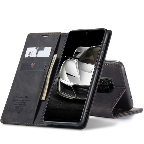 Чехол CASEME для Xiaomi do Redmi Note 9s / 9 Pro, Leather Wallet Case, чёрный