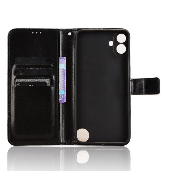 Откидной чехол для Nothing CMF Phone 1, Crazy Horse Wallet, чёрный
