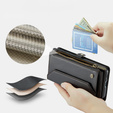 Чехол CASEME для Samsung Galaxy S25 FE, RFID Leather Wallet, с плечевым ремнем, чёрный