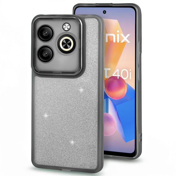Чехол до Infinix Hot 40i, Glittery Powder, чёрный