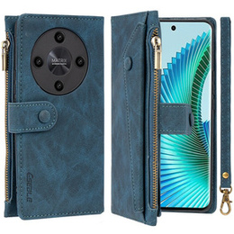 Откидной чехол для Honor Magic 6 Lite 5G, Wallet Zipper Pocket, синий