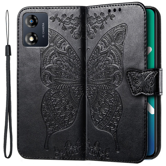 Чохол-книжка для Motorola Moto E13, Butterfly, чорний