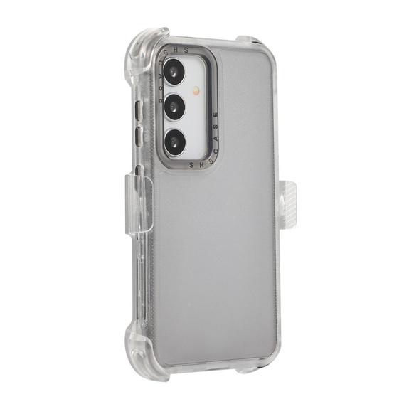 Бронированный чехол для Samsung Galaxy S24, Belt Clip, с клипсой, прозрачный / черный