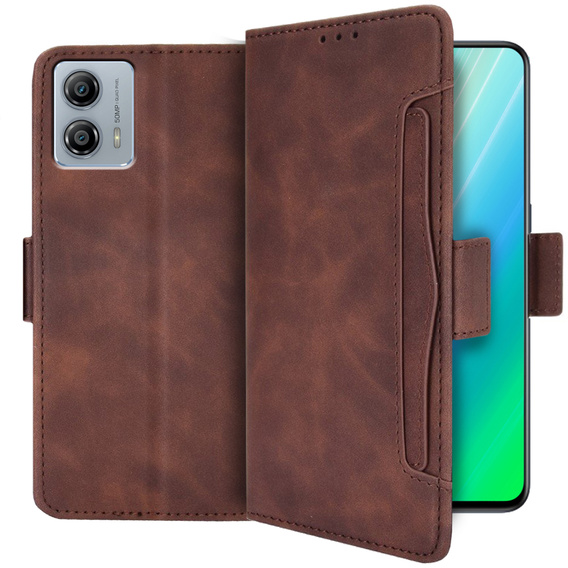 Откидной чехол для Motorola Moto G53 5G, Card Slot, коричневый