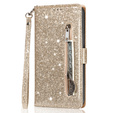 Чохол-книжка для Samsung Galaxy A36 5G, Wallet Zipper Pocket Glittery, золотий