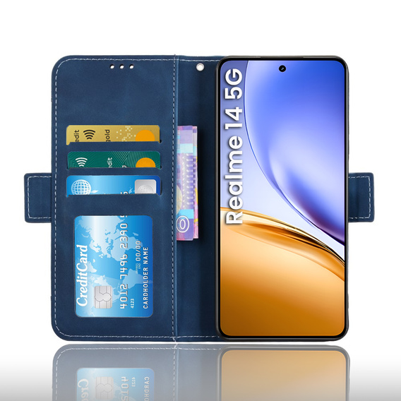 Откидной чехол для Realme 14 5G / Realme 14T 5G, Card Slot, темно-синий