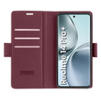 Чехол для Realme 14 Pro+ 5G, ERBORD Glossy Litchi, кошелек с клапаном, красный
