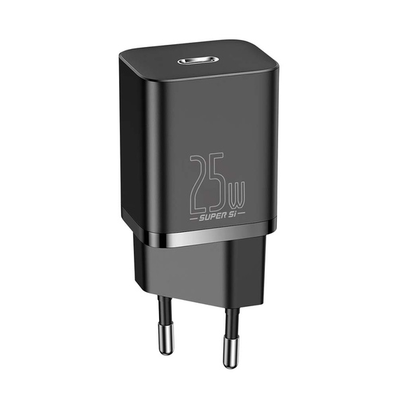Мережевий зарядний пристрій Baseus Super Si PD 25 Вт USB-C + кабель USB-C, чорний