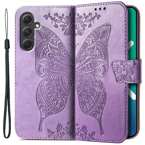 Откидной чехол для Samsung Galaxy A54 5G, Butterfly, фиолетовый