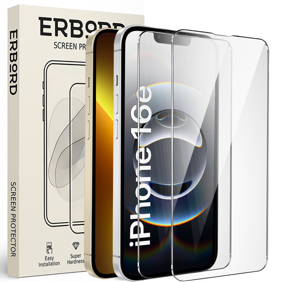 2x Закаленное стекло для iPhone 13/13 Pro, ERBORD 9H Hard Glass на экране
