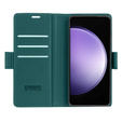 Чехол для Samsung Galaxy S23 FE, ERBORD Glossy Litchi, кошелек с клапаном, зелёный