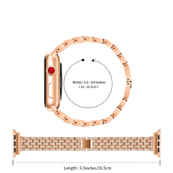 Металический браслет с чехлом для часов Apple Watch 4/5/6/SE 44mm, Rose Gold