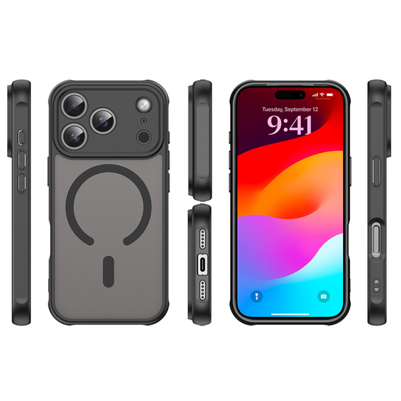 Матовый чехол для iPhone 17 Pro, для MagSafe, с защитой камеры, черный