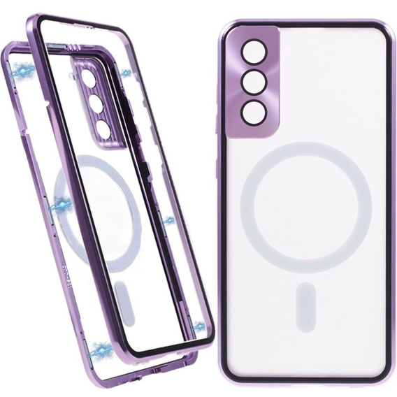 Магнітний чохол Dual Glass MagSafe для Samsung Galaxy S22, фіолетовий