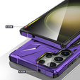 Чехол для Samsung Galaxy S24 Ultra, бронированный с подставкой и ручкой-планшетом, фиолетовый