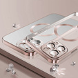 Чехол для iPhone 13 Pro, Electro MagSafe, розовый + стекло для экрана