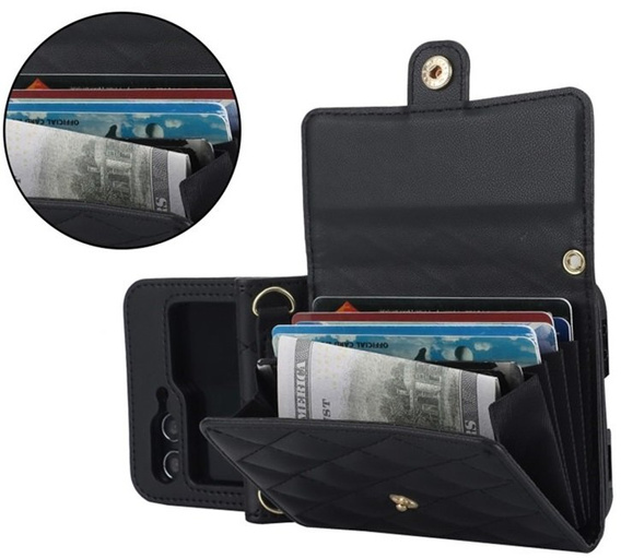 Шкіряний чохол Card Slots для Samsung Galaxy Z Flip5 5G, чорний