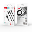 XO NB173 нейлоновий кабель Micro USB / Type-C / Lightning 3-в-1, 1,2 м, Black