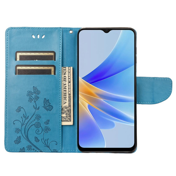 Откидной чехол для Oppo A17, Butterfly, синий