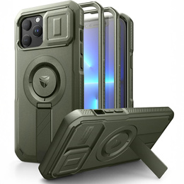 Броньований чохол для iPhone 15, Dexnor CamProtect MagSafe, зелений (Дві рамки)
