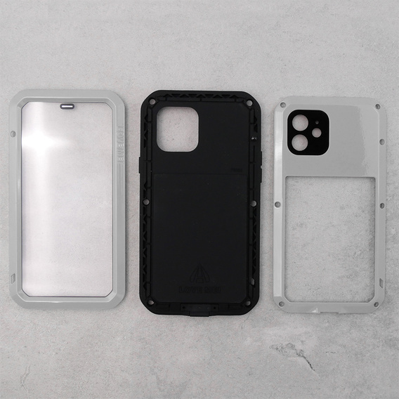 Чoхол Love Mei до iPhone 12, armored with glass, сірий