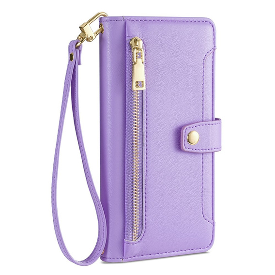 Чохол-книжка для iPhone 14 Pro, Wallet Zipper Pocket, фіолетовий
