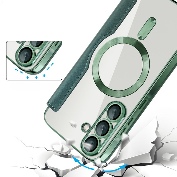 Откидной чехол для Samsung Galaxy A26, RFID Wallet MagSafe CamShield, зелёный