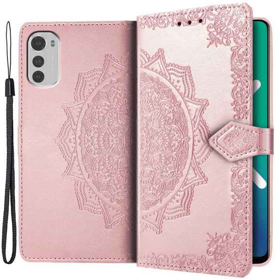 Откидной чехол для Motorola Moto E32 4G, Mandala, розовый