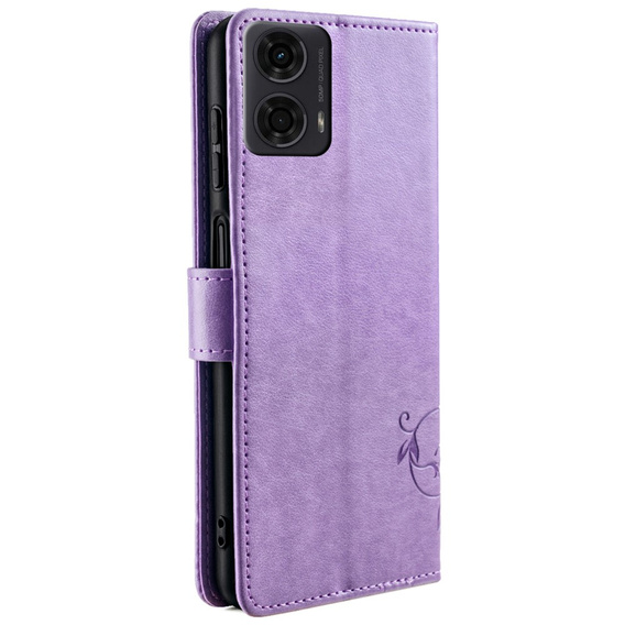 Чохол-книжка для Motorola Moto E14, Butterfly, фіолетовий
